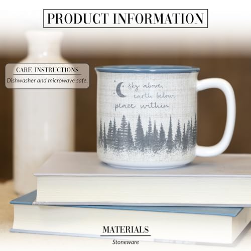 Taza de cerámica 17 oz Lodge con diseño bosque y luna miniatura 2