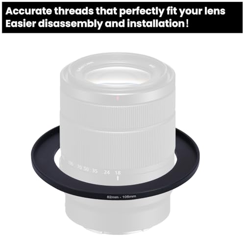 Anillo Adaptador Step-Up de Metal - 82 mm a 105 mm - Compatible con Filtros UV, CPL, ND, Sombreros de Lente y Accesorios con Rosca de 105 mm miniatura 5
