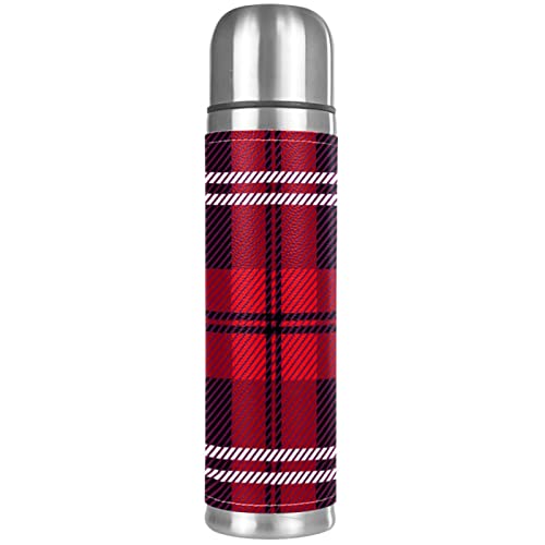 Insulated Water Bottle Stainless Steel Water Bottles Metal Water Bottle, Vintage Red Plaid Christmas #TOP17