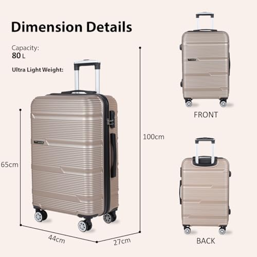 Image of Impulse Sydney Set of 3 Small, Medium & Large Size (Cabin & Check-inTrolley) Hard Sided PP 4 Wheel Spinner, Unbreakable Trolley Bag with Combi Lock, Trolley Bags for Travel, Suitcase (Beige)