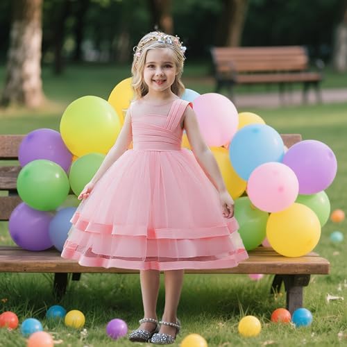 Girls Flower Dresses Summer Sleeveless Mesh A Line Casual Party Dresses 12Month-9 Years Old4