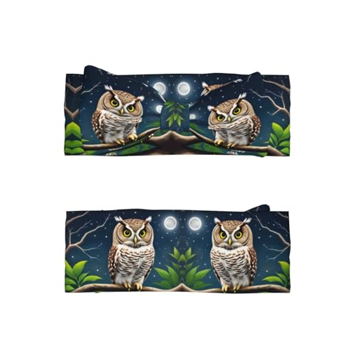 Owl at Night Picture Baby Bow Headband Super Stretchy Soft Bows Hair Accessories for Newborn Infants Toddlers Kids Girls2