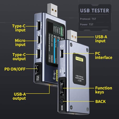 fnirsi usb tester 4-28v 7a lcd usb aampc voltage current power tester multimeter with app software fast charge detection trigger capacity ripple measurement pd20pd30qc20qc30