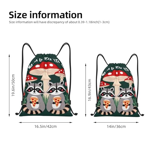 Raccoon Pizza Art Drawstring Backpack Lightweight Sports Gym Bag With Adjustable Shoulder Straps For Fitness Yoga Travel Soccer Volleyball Medium4
