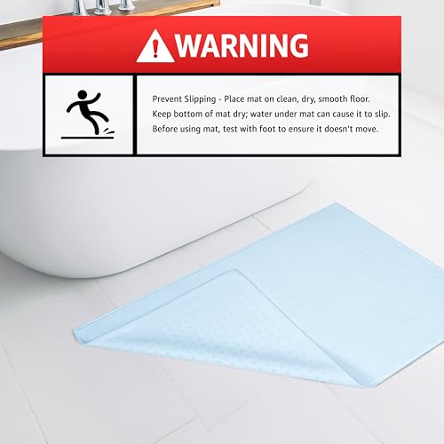Image of American Soft Linen Bath Rug, 17 in 24 in 100% Cotton Bath Mats Rugs for Bathroom, Slip Reducer Washable Shaggy Form Area Rugs, Electric Blue Bath Rug