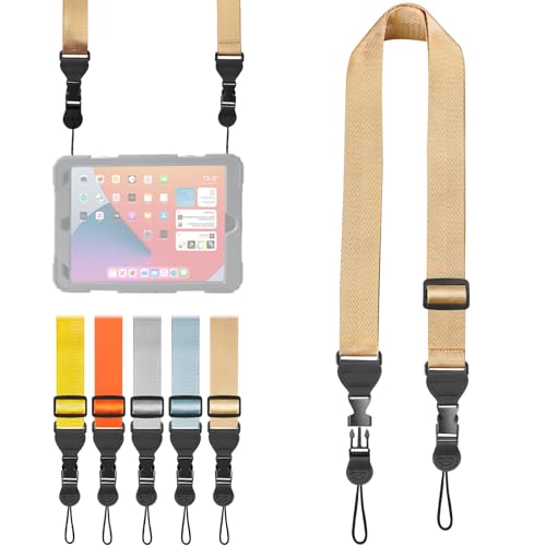 FIEIL Sangle en nylon pour iPad, sangle de cou réglable, bandoulière confortable pour iPad, téléphone portable, tablette, noir, black
