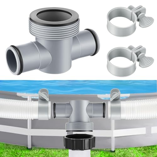 DIELOVEHUA Raccord Tuyau Piscine 38MM à 32MM, Raccord Pompe Piscine, Raccord de Tuyau en T Piscine 38MM à 32MM, avec Joint Torique et Collier Serrage, pour Remplacer Pompe de Filtration