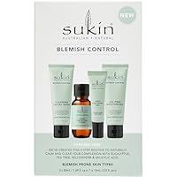 Sukin Blemish Control 4 Step Routine Kit, For Calm & Clear Complexion, Australian Made & Owned, Vegan, Cruelty-Free