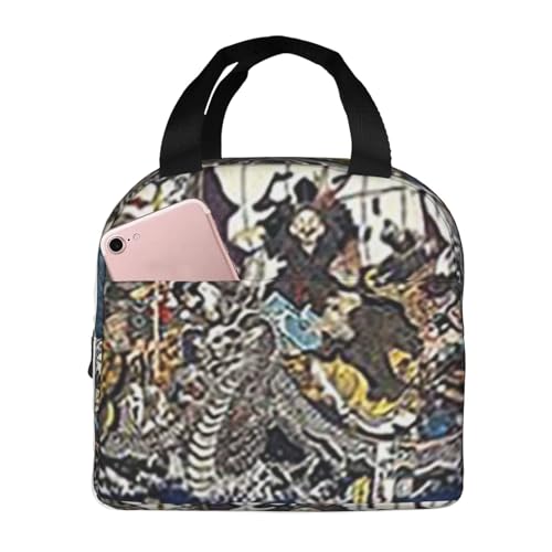 保冷ランチバッグ 大容量 防水 熱漏れ防止 おしゃれで丈夫 仕事・学校・アウトドアに便利 男女兼用 (歌川国芳技術研究所・スラッシャー・イングリッシュ・ファウンテンズ歌川国貞七福神・宝船・タイル浮世絵)