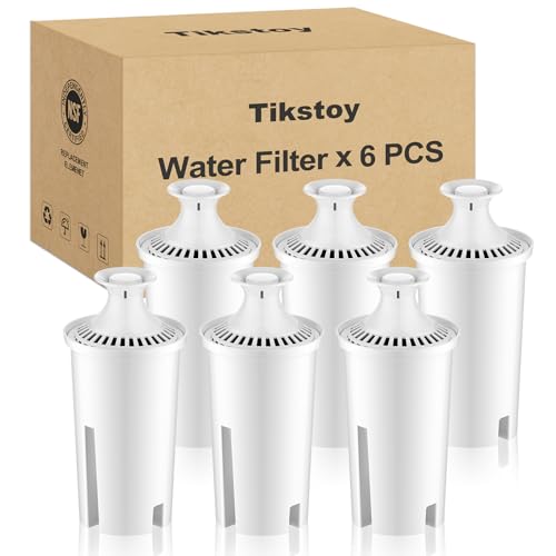 Tikstoy Water Fiter Replacement Fit for Brita Water Filter & Pitchers, Water Pitcher Filter Compatible with Brita Classic, Mavea, Ob03, 107007 35557, Reduce Chlorine and Heavy Metals (6)
