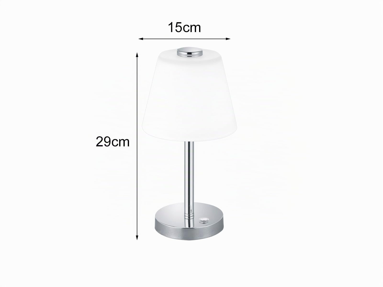 Trio Leuchten – Lampada da tavolo, Metallo/Vetro ombrello, integrato, 4 W, cromato, 15 x 15 x 29 cm