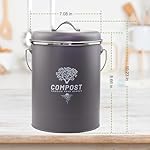 Kitchen Countertop Compost Bin, Odor Resistant Indoor Compost Bin with Lid and Charcoal Filter, Rust Resistant Coated Compost Bucket, Compost Container, Gray - Image 2