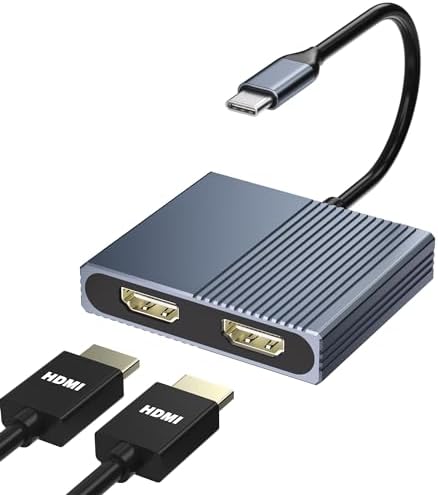 Amazon.com: USB C to Dual HDMI Adapter 4K 60Hz, Splitter 2 Monitors ...