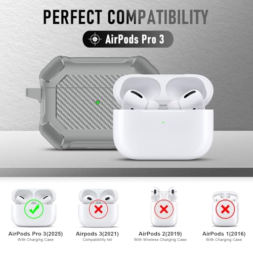Image of Compatible with Airpods Pro 3 Case(2025),for Airpods Pro 3rd Generation Cases Cover with Keychain Cleaner Kit Soft Silicone Shockproof Cover for Women Men