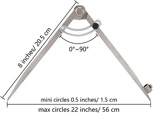 Foto von DASHUAIGE Professioneller Kompass für Holzarbeiten, mit Flügel- und Bleistifthalter, 8 Zoll 12 Zoll, Zimmermannskompass, Bleistift-Zirkel für Geometrie, Zeichnen und Zeichnen (200 mm und 300 mm)