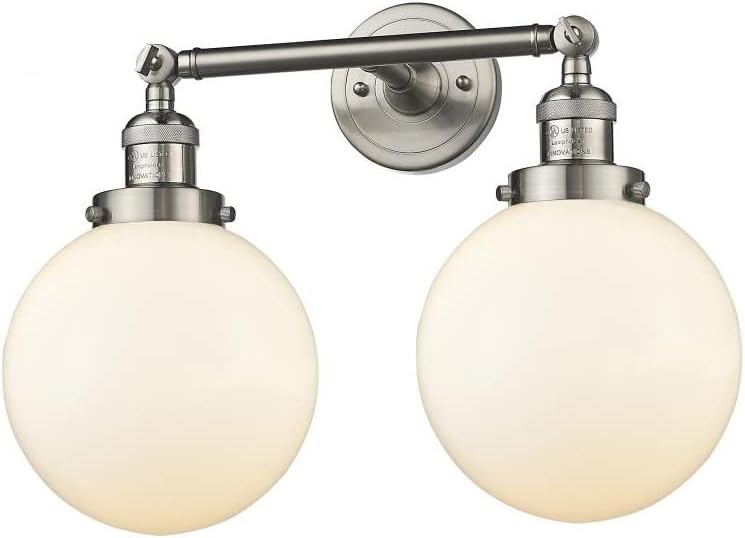 Innovations 208-SN-G201-8-LED 2 Light Vintage Dimmable LED Bathroom Fixture, Brushed Satin Nickel