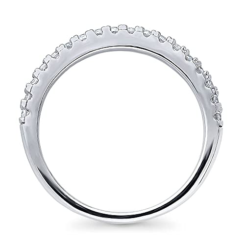 BERRICLE Sterling Silver Wedding Rings Pave Set Round Cut Cubic Zirconia CZ Half Eternity Ring for Women, Rhodium Plated4