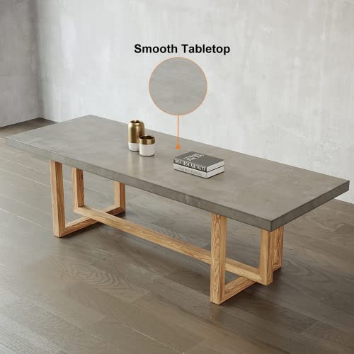 Kunmai 63'' Dining Table Concrete Grey Dining Table For 6 Rectangle Wooden Tabletop #TOP5
