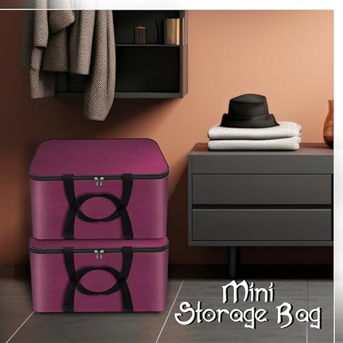 Image of Storite Small Non-Woven Cloth Storage Bags - 41x35x23.5 cm | Zipper & Handle, Foldable Wardrobe Organizer, For Clothes, Sarees, Blankets & Toys,Fabric Underbed Storage Box