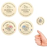 HUNGBAN 2 Pack New Parents Decision Coin,baby essentials for newborn,baby gifts,pregnancy gifts,Wooden Funny Coin With Color Print,Gift For Mum Dad Baby Shower Birthday Anniversary