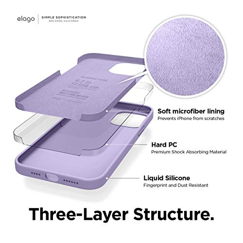 Image of elago Compatible with iPhone 12 Pro Max Case, Liquid Silicone Case for iPhone 12 Pro Max 6.7 Inch [Lavender] - Full Body Protection (Screen & Camera Protection)