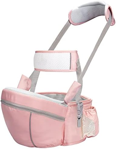 AGUDAN Baby Hip Seat Carrier, Ergonomic Waist Stool with Adjustable Strap Pocket Soft Base for Child Infant (Pink)