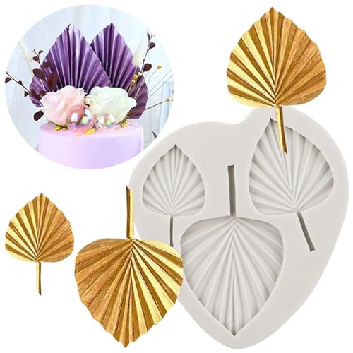 Silicone Molds for Candles,8.8x7.8cm Palm Leaves Silicone Molds Fan Leaf Fondant Mold Cake Decorating Tools Cupcake Topper Candy Chocolate Moulds