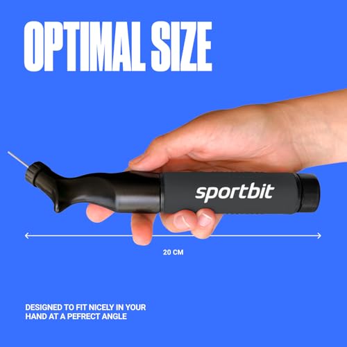Image of SPORTBIT Ball Pump for Sports Balls - Push & Pull Inflating System - Hand Pump for All Exercise Balls - Volleyball Pump, Basketball Inflator, Football & Soccer Ball Air Pump - Goes with 5 Needles Set