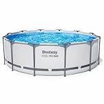 Bestway BW56418GB-21 Steel Pro Max Round Frame Swimming Pool with Filter Pump, Grey, 12 ft X 39.5