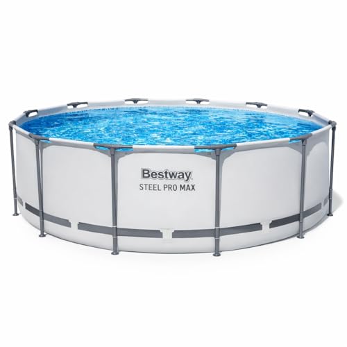 Bestway BW56418GB-21 Steel Pro Max Round Frame Swimming Pool with Filter Pump, Grey, 12 ft X 39.5
