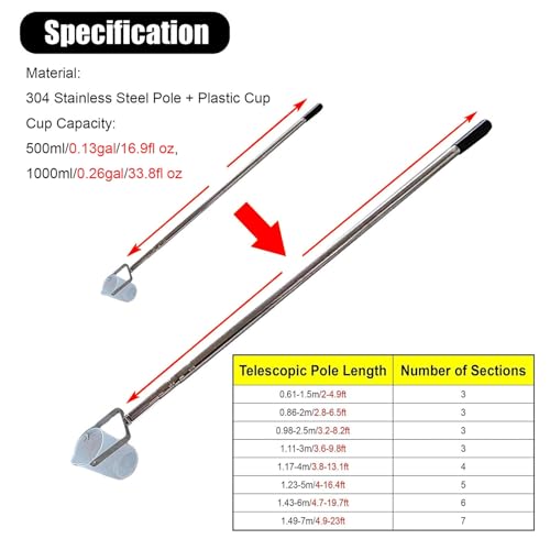 Échantillonneur d'eau rigide en acier inoxydable et gobelet de 500 ML pour analyses de précision - 3