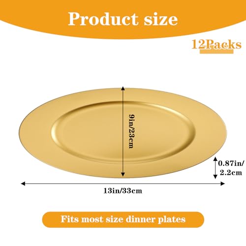 Platos Cargadores Dorados de Plástico Redondos 13" Pack 12 miniatura 2