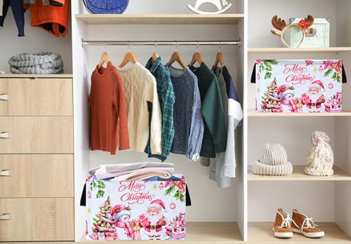 Image of Christmas Basket Box Hamper Storage Basket Collapsible Organizer Bin Gift Shelf Baskets for Home and Kitchen Storage