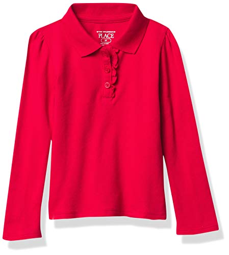 The Children's Place Girls' Toddler Uniform Long Sleeve Ruffle Pique Polo