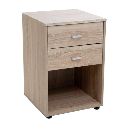 DUPI Mesita de Noche de Madera Aitana, Mesa con 2 cajones y un Hueco. Medidas: 40cm Ancho x 40cm Profundo x 59.5 Alto (Taupe)