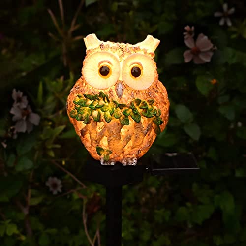 Juliahestia Garden Owl Decor Solar Stake Outdoor Yard Statue For Outside Decorations Lawn Ornament Patio Decorative Figurines Cute Small Horned Landscaping Backyard Owl Gifts Light #TOP1