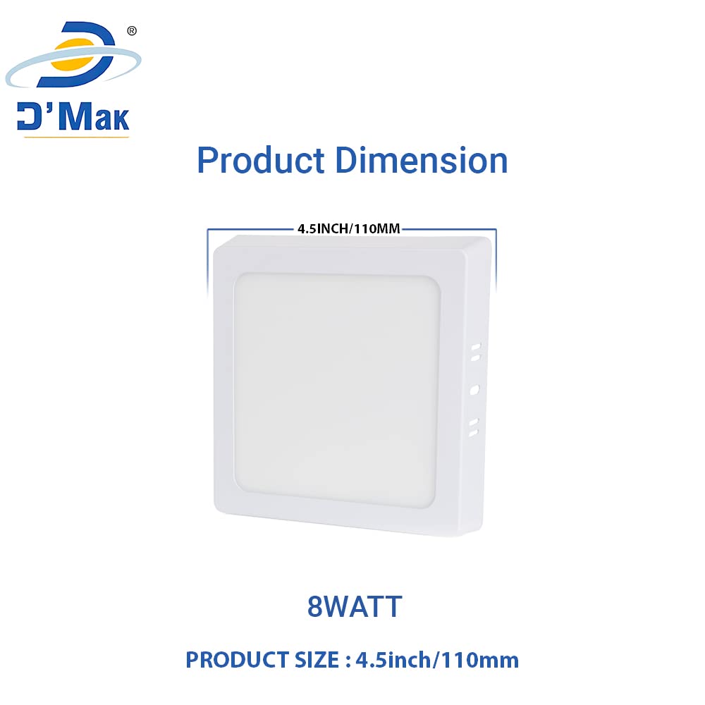 D'Mak 8 Watt Square LED Surface Panel Light (8 Watt, Pack of 4) 4