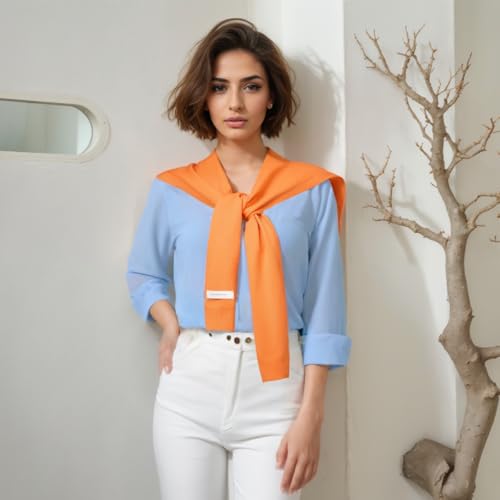 Image of WaJuemy Sweater Shawl Wraps for Women Sweater Knitted Knotted Shawls Travel Casual Scarf Cape Shoulder Tops Fashion Wrap