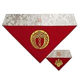 真宗仏光寺派用 冬用三角打敷 人絹塩瀬(赤) 高級刺繍 前卓用+上卓用セット 京寸100代(総幅 約42.5cm)=名古屋寸50代 (k036-3)