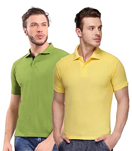 Image of KEOTI Poly Cotton(Mattey) Collar Neck Half Sleeves Tshirt for Men & Boys (Pack of 2), Plain-Regular Fit, Formal /Casual Wear, Polo Tees for Daily Use Stylish Comfortable Men's T-Shirt
