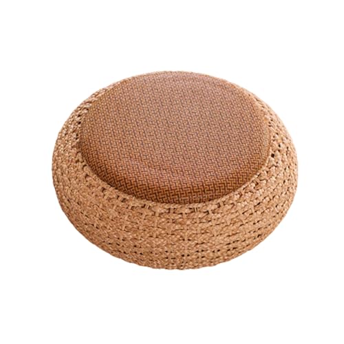 Genérico Cojín de Paja Plano para meditación, Yoga o Asiento. Otomana Japonesa, Puff de Suelo Artesanal. Ideal para Sala, balcón o Ventana. Hecho a Mano (60cm/23.6inch)