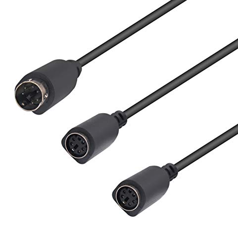 zdyCGTime PS 2 Splitter 6 Polig Mini Din Männlich an 2 x Weiblich Kabelbuchse Maus/Tastatur Y Splitterkabel PS/1 (M) an PS/2 (F) (30 cm/1Fuß -6 polig)