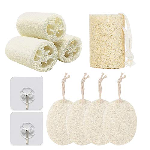 Nsiwem Loofah Natural 8 Piezas Esponjas de luffa Orgánico Esponja Lufa Loofah Esponjas Platos Biodegradable y ecológico para Limpieza de Cocina y Lavado de Ducha