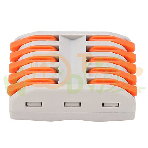 Image of Splicing Wire connectore - Electrical Wire Connectors - 5 to 5 Circuit Inline Splices - Fast Connection Terminal (4pcs, 5 to 5 Inline, Orange)
