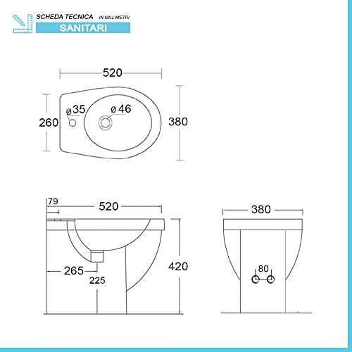 Inbagno Sanitari Bagno filomuro Bianco Lucido