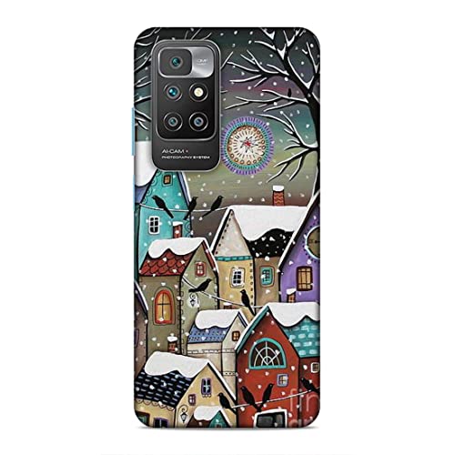 Image of Printed Mobile Back Hard Case Cover for Xiaomi Redmi 10 Prime | Snowfall, Houses, Animated, Home Sweet Home -2186