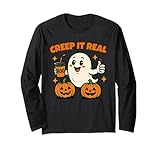 Photo Gallery creep it real funny halloween cute ghost and pumpkin maglia a manica Photo Gallery creep it real funny halloween cute ghost and pumpkin maglia a manica