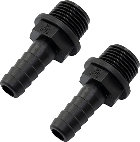 AERZETIX - C63569 - Juego de 2 Racor macho acanalado recto 1/2'' x 16mm - rosca exterior - adaptador conector sistema circuito de irrigación riego bomba - en plástico - color negro
