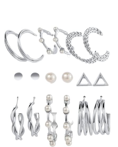 VIEN® Gorgeous White Pink Crystal Pearl Stone Studs & Big Hoop Earring For Womens Alloy Drops & Danglers (B0C6KFF9XF) Amazon Price History, Amazon Price Tracker
