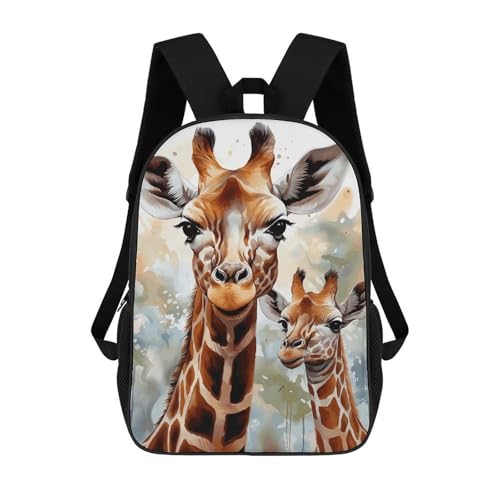 Watercolor Deer Giraffe Bookbag - Ultra Lightweight Portable Backpack Work Travel Backpack for Men Women Fits 16 Inch Notebook